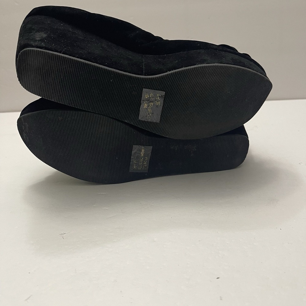 Restricted Black Suede Platform Rosette Slip-ons Shoes Womens 7.5 Whimsy Fairy - Picture 5 of 11